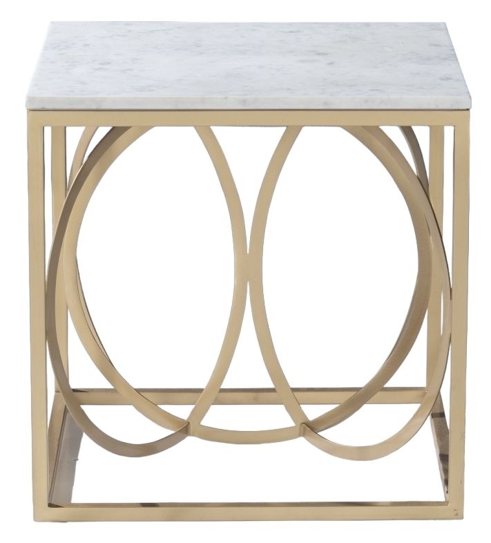 Olympia White Marble Top And Gold Square Side Table