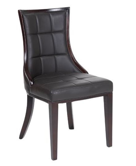 Paris Brown Dining Chair Leather Faux Pu With Brown Legs High Gloss Side Trims