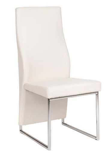 Perth Cream Dining Chair Leather Faux Pu With High Back Stainless Steel Chrome Base