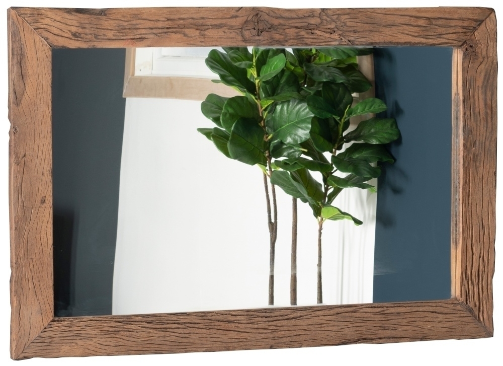 Railway Sleeper Wall Mirror Rectangular 120cm Made From Reclaimed Wood