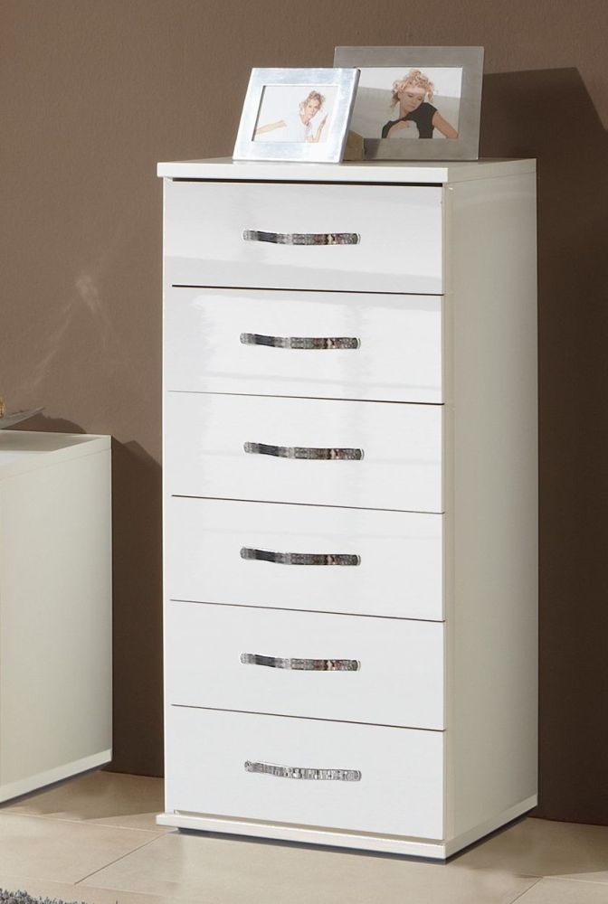 In Stock Trio 6 Drawer Narrow Chest German Made White Bedroom Furniture
