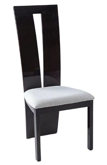 Vienna Walnut Dining Chair Wooden High Gloss With High Back Grey Seat Pads