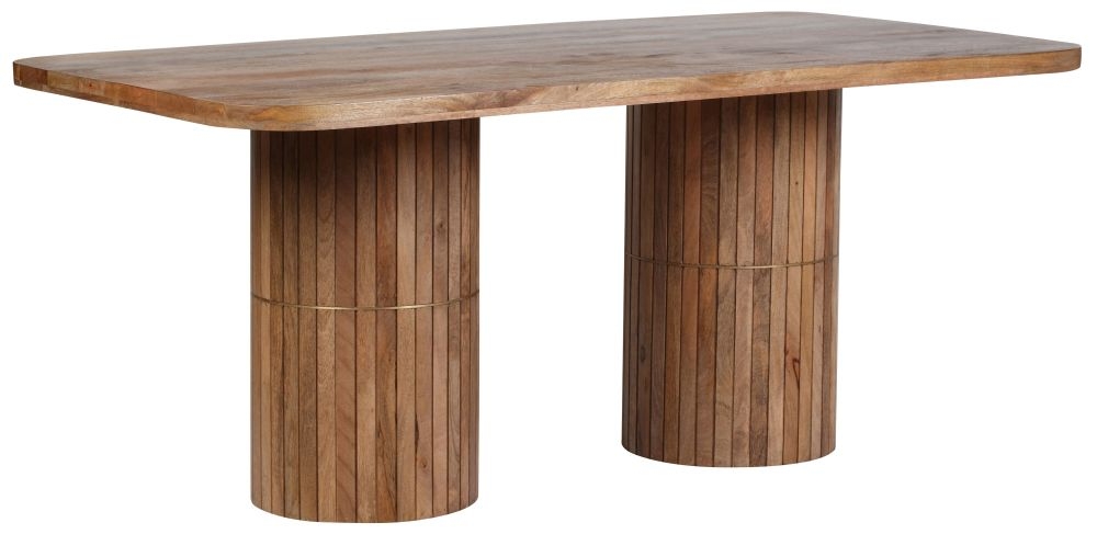 York Natural Mango Wood 180cm Dining Table With Fluted Base