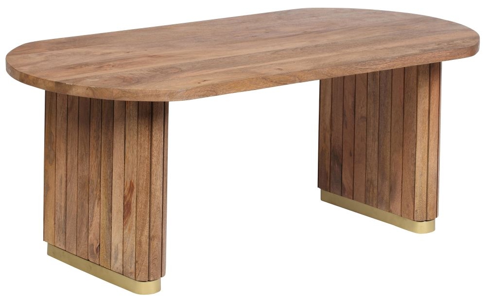 York Natural Mango Wood Coffee Table With Fluted Base