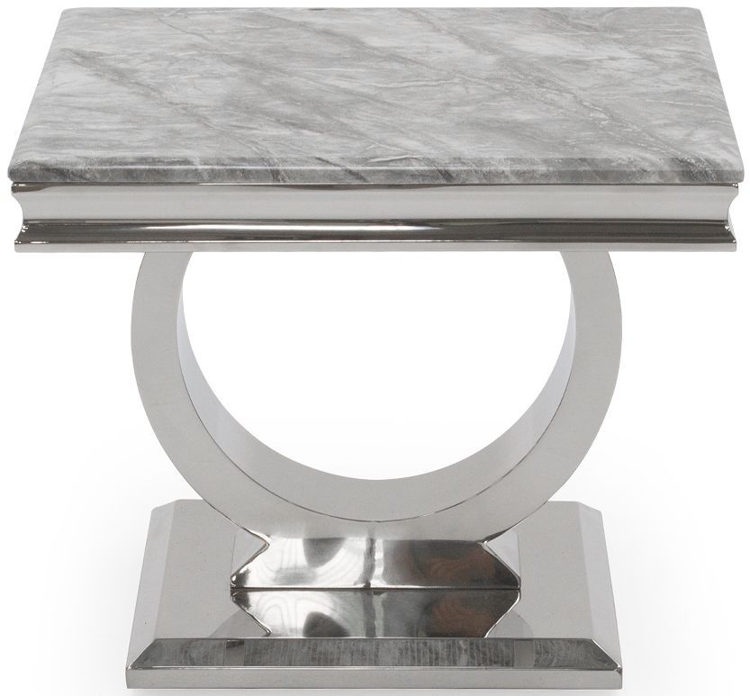 Vida Living Arianna Grey Marble Lamp Table