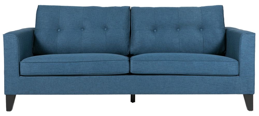Vida Living Astrid Navy Blue Fabric 3 Seater Sofa Crib 5 Certified