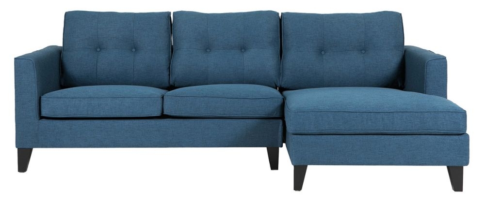 Vida Living Astrid Navy Blue Fabric Corner Sofa Right Hand Facing Crib 5 Certified