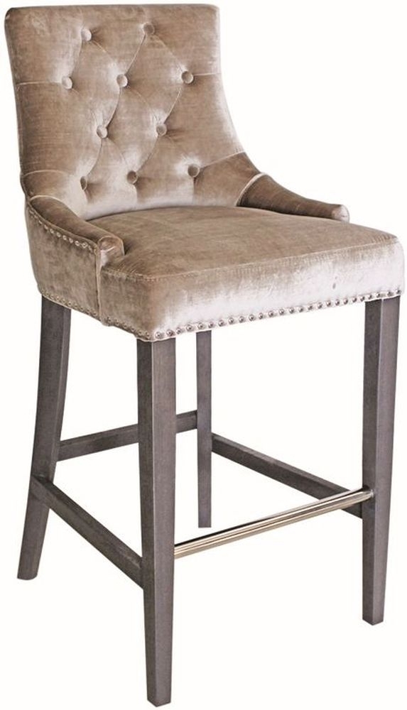 Vida Living Belvedere Champagne Velvet Knockerback Bar Stool Sold In Pairs