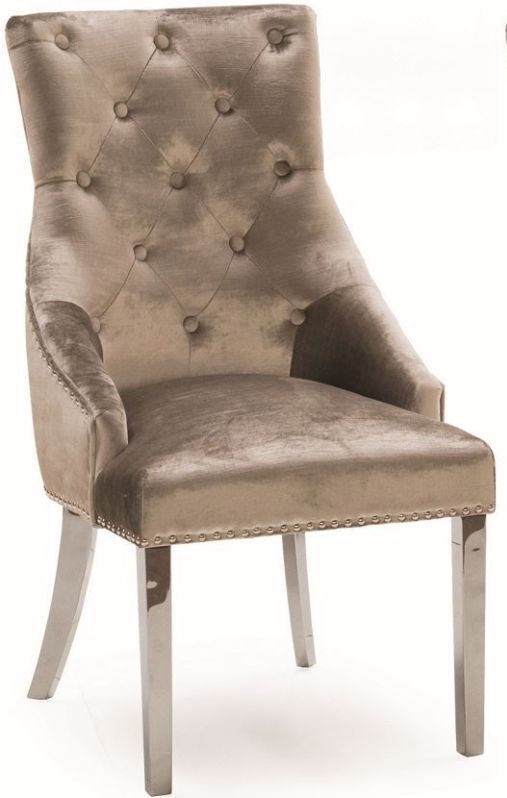 Vida Living Belvedere Champagne Velvet Knockerback Dining Chair Sold In Pairs