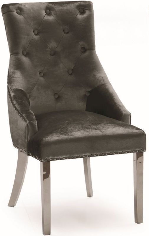 Vida Living Belvedere Charcoal Velvet Knockerback Dining Chair Sold In Pairs