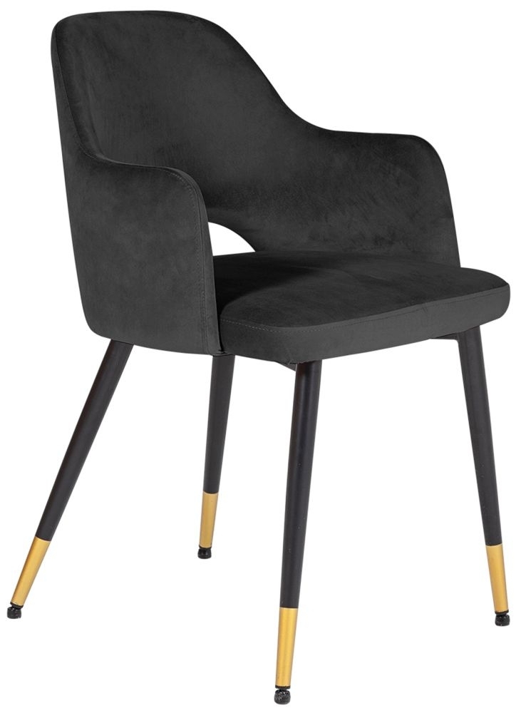 Vida Living Brianna Black Velvet Armchair Sold In Pairs