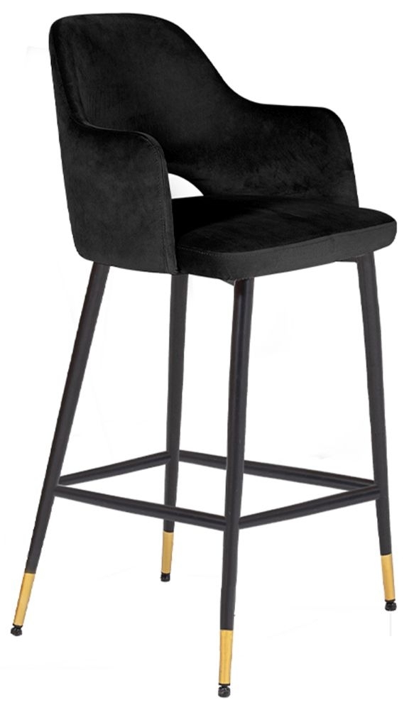 Vida Living Brianna Black Velvet Barstool Sold In Pairs