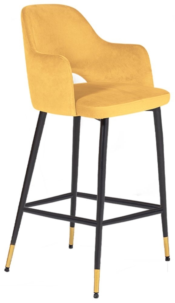 Vida Living Brianna Mustard Velvet Barstool Sold In Pairs