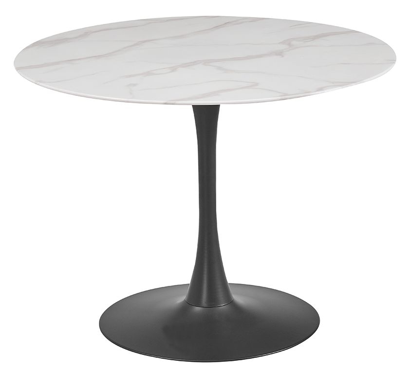 Vida Living Circe 100cm White Marble Effect Round Dining Table