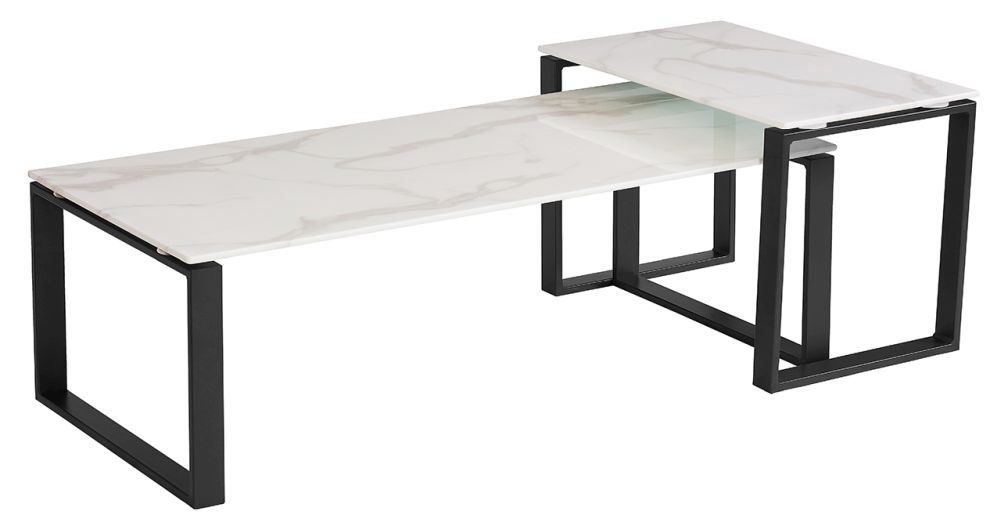 Vida Living Circe White Marble Effect Coffee Table Set