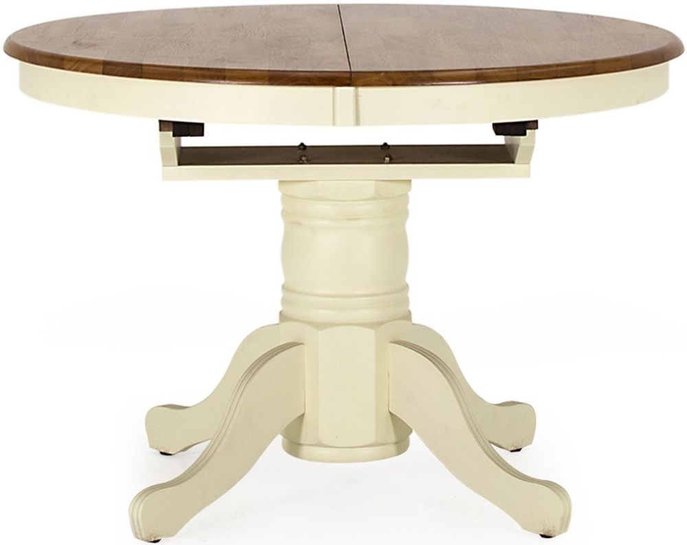 Vida Living Cotswold 107cm150cm Buttermilk Round Extending Pedestal Dining Table