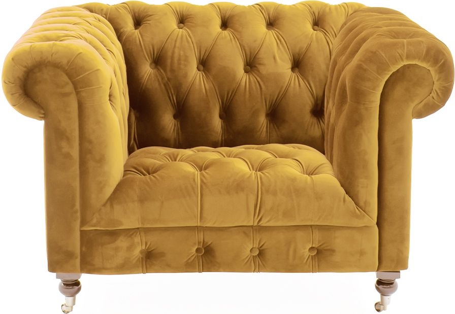 Vida Living Darby Mustard Velvet 1 Seater Sofa
