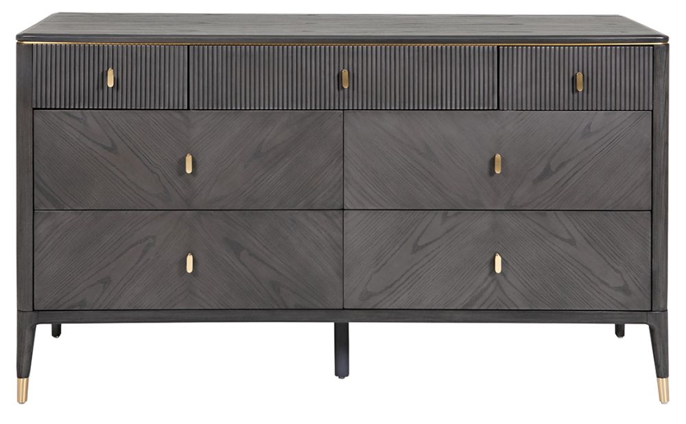 Diletta Brown Ebony Dressing 7 Ribbed Top Drawer Chest