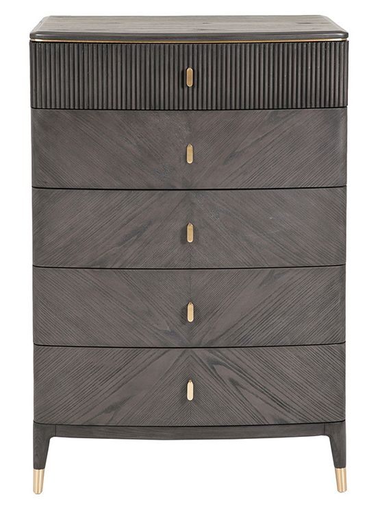 Diletta Brown Ebony Tall 5 Drawer Bedside Cabinet