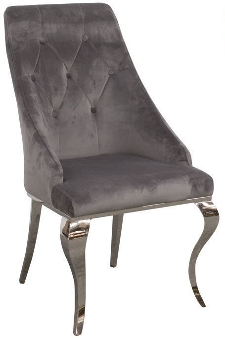 Vida Living Cassia Grey Velvet Dining Chair Sold In Pairs