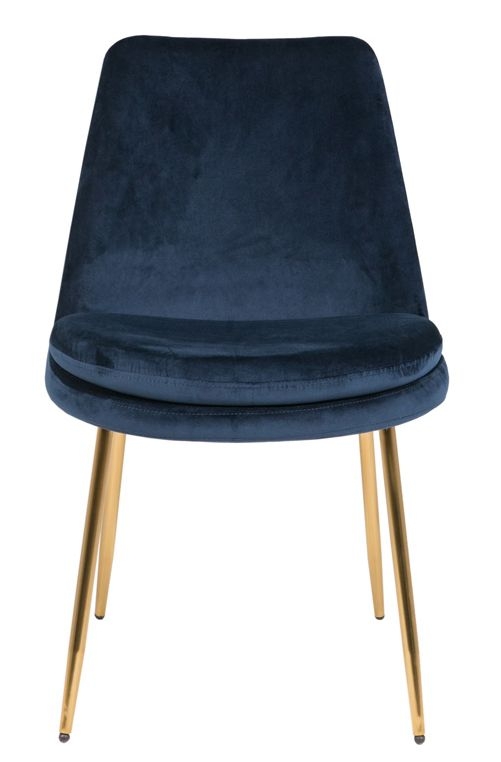 Vida Living Krista Dark Navy Gold Leg Velvet Fabric Dining Chair Sold In Pairs