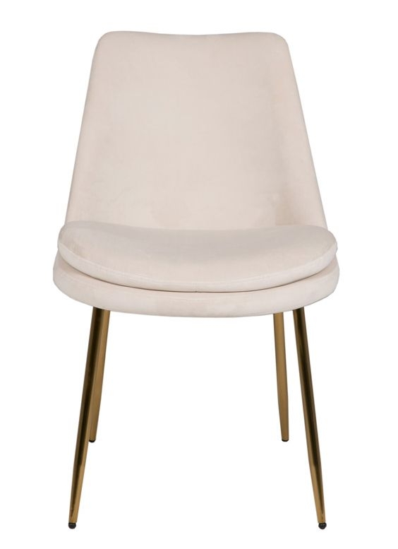 Vida Living Krista Sand Gold Leg Velvet Fabric Dining Chair Sold In Pairs