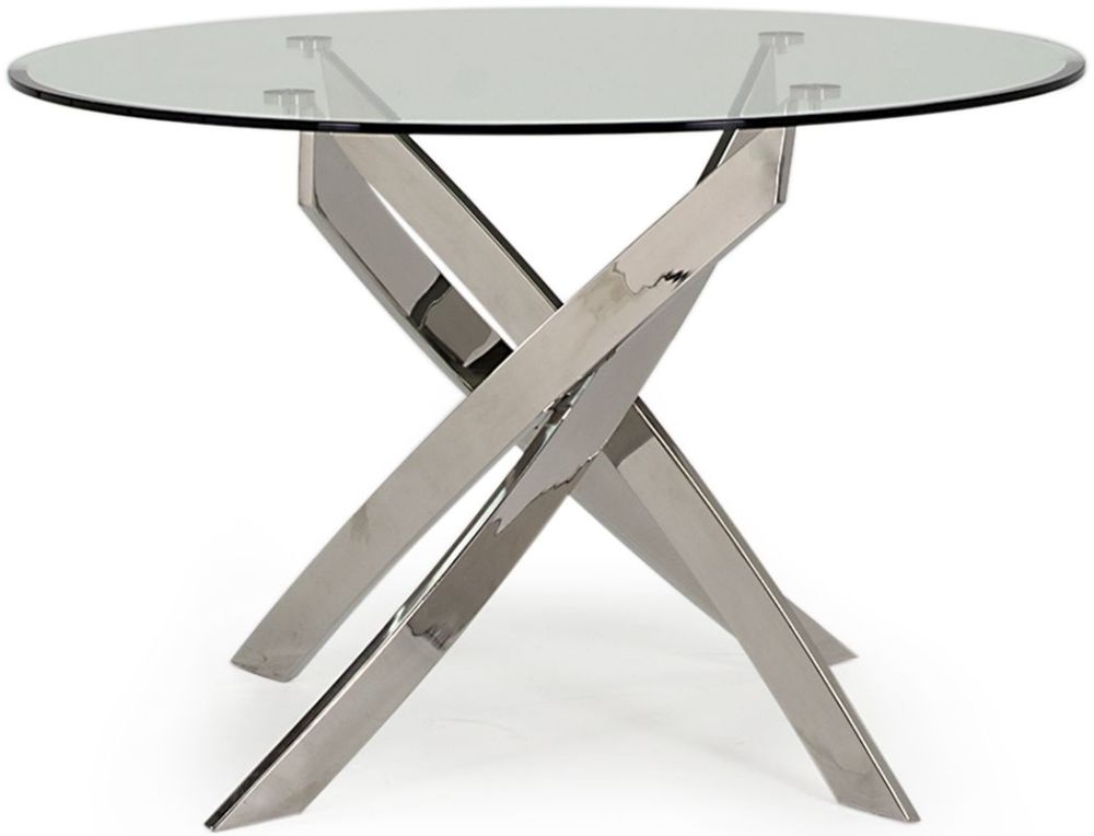 Vida Living Kalmar 110cm Glass And Chrome Round Dining Table