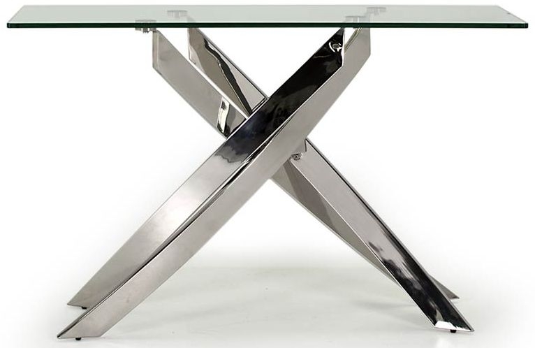 Vida Living Kalmar Glass And Chrome Console Table