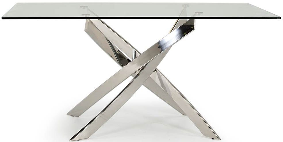 Vida Living Kalmar 160cm Glass And Chrome Dining Table