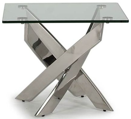 Vida Living Kalmar Glass And Chrome Lamp Table