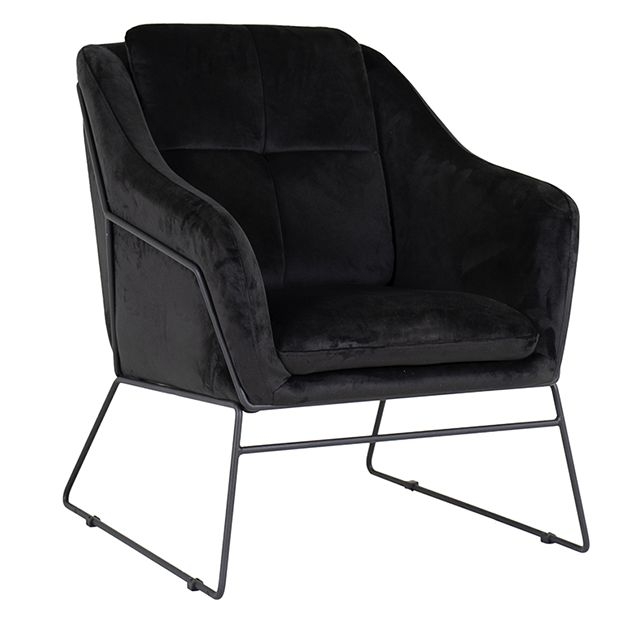 Vida Living Klaus Black Accent Chair Velvet Fabric