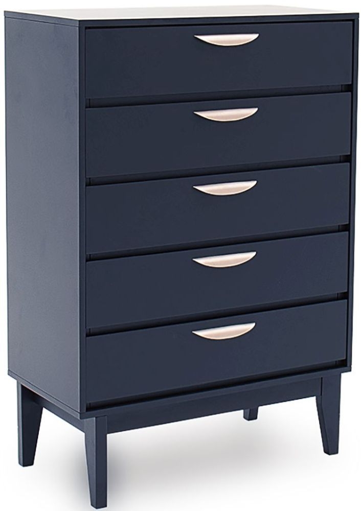 Vida Living Luna Blue Painted 5 Drawer Tall Chest