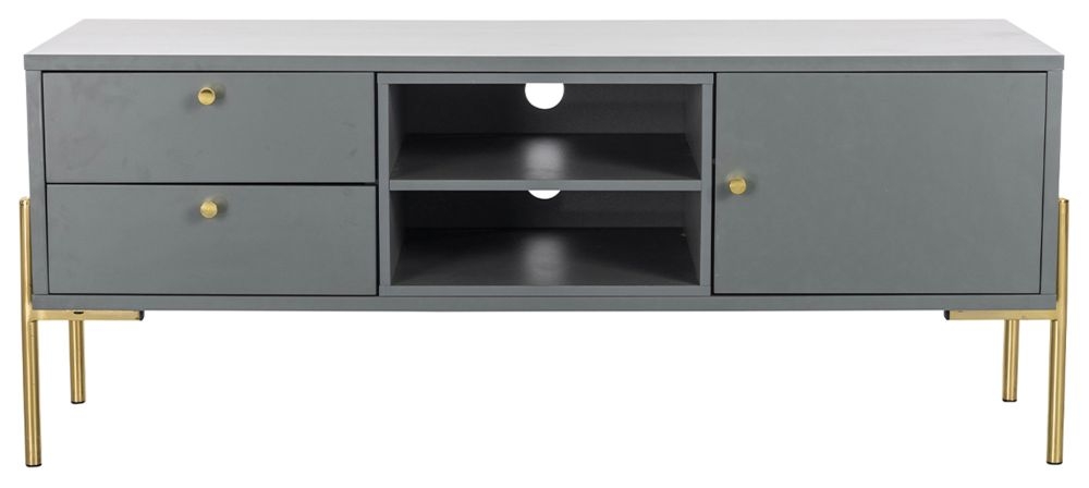 Vida Living Madrid Grey And Gold Large Tv Unit