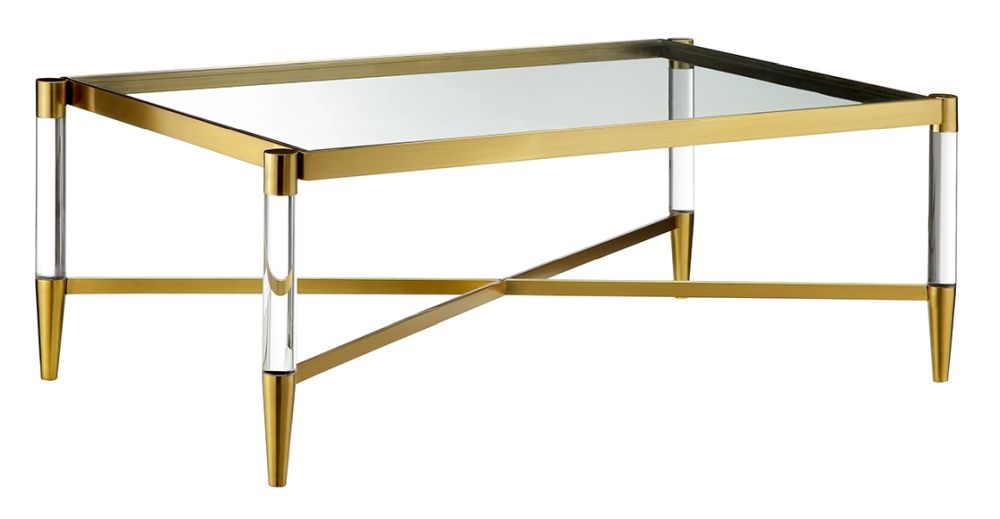 Vida Living Marissa Gold And Acrylic Rectangular Coffee Table