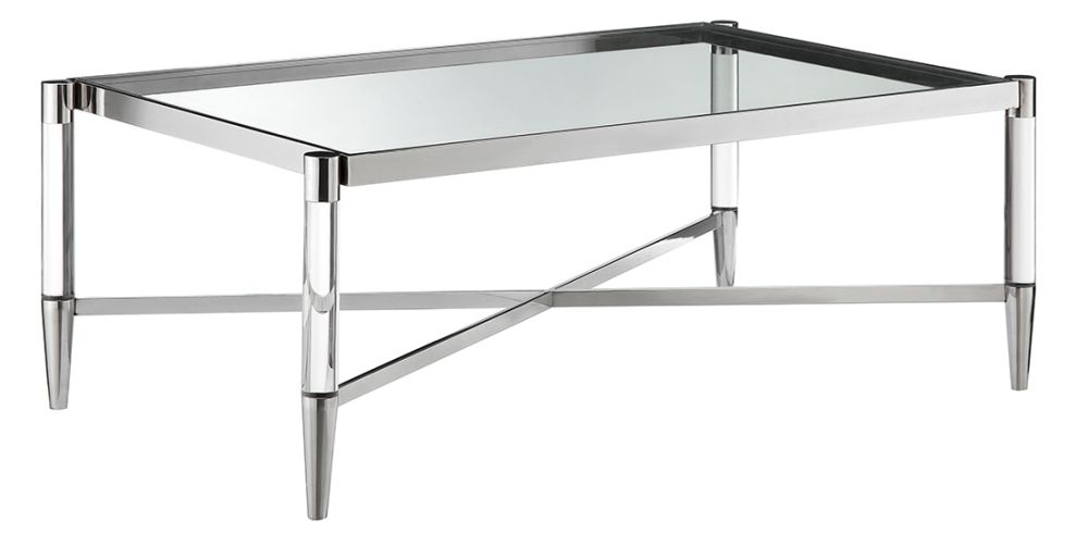 Vida Living Marissa Silver And Acrylic Rectangular Coffee Table