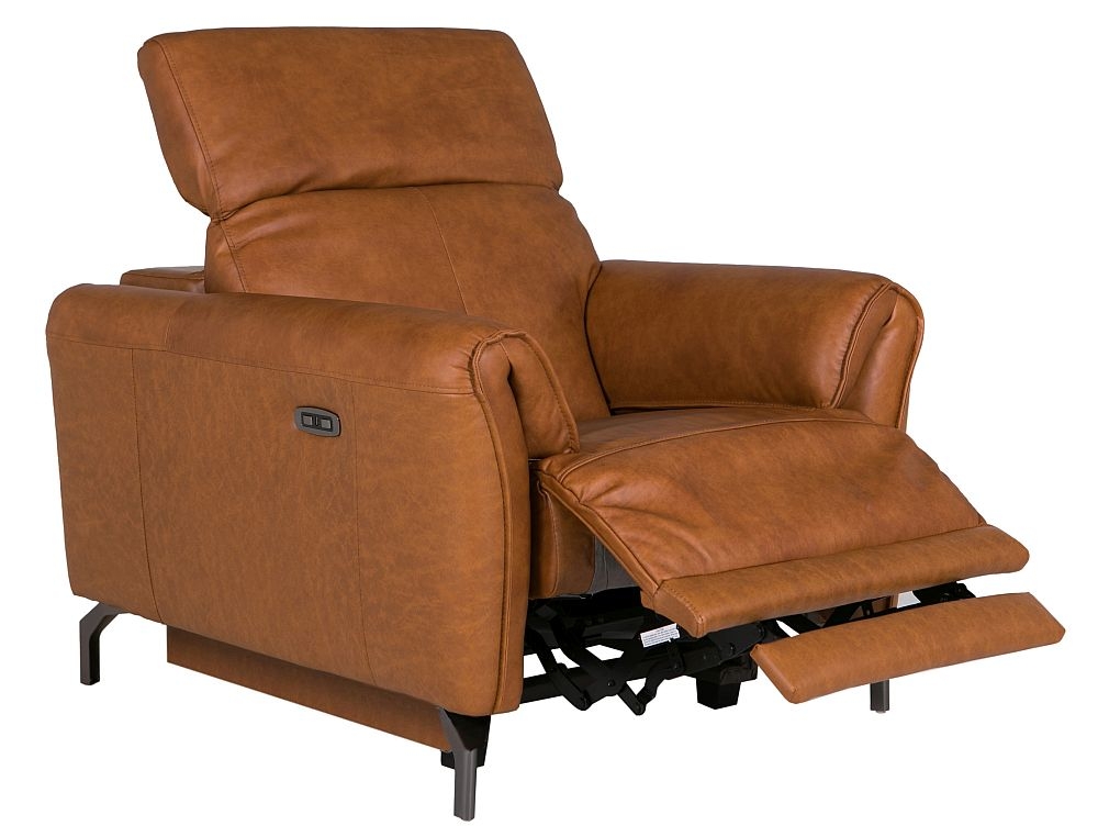Naples Tan Leather 1 Seater Electric Recliner Armchair