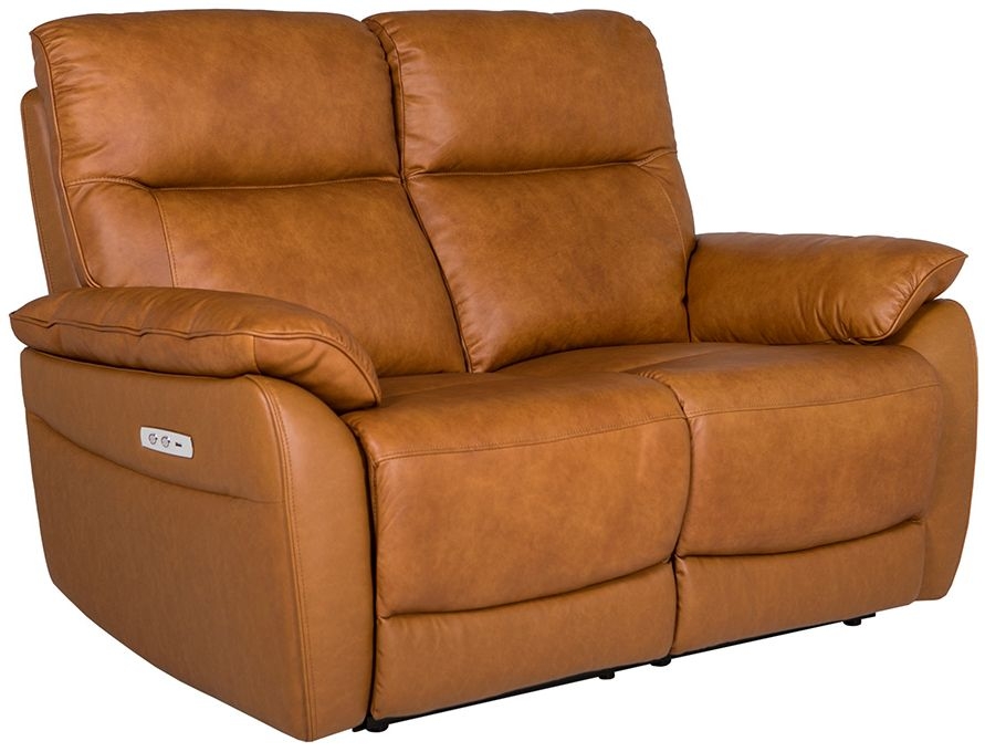 Vida Living Nerano Tan Leather 2 Seater Electric Recliner Sofa