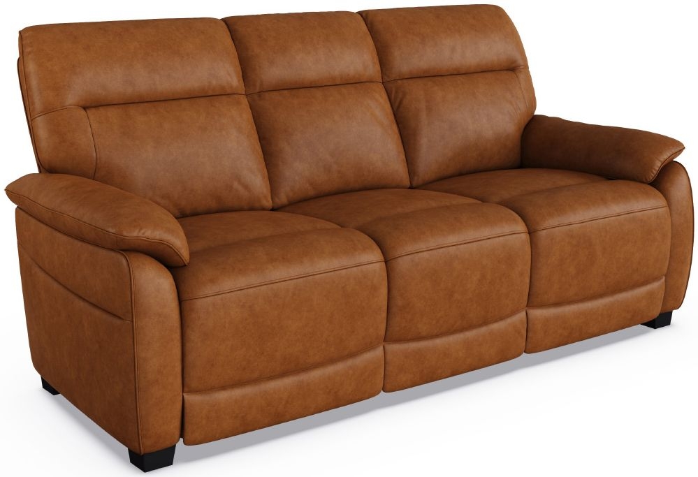 Vida Living Nerano Tan Leather 3 Seater Sofa