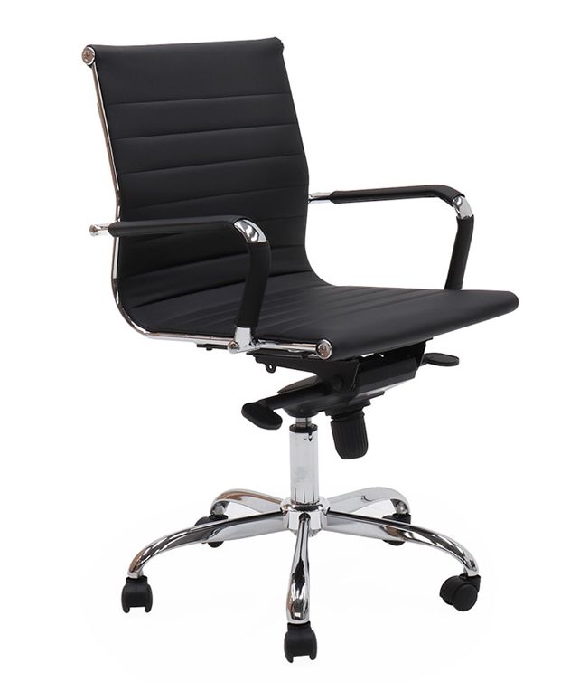 Vida Living Boardroom Black Office Chair Velvet Fabric Upholstered