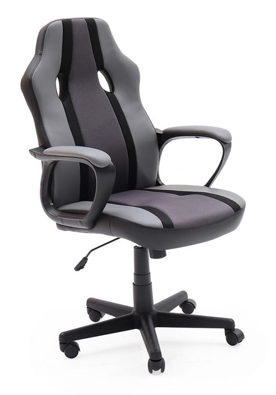 Vida Living Ledger Grey And Black Office Chair Faux Leather