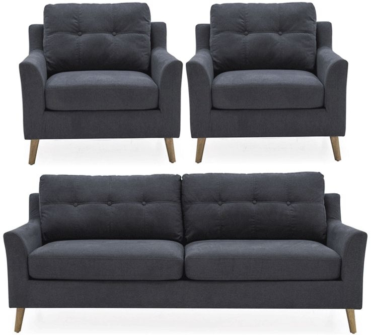 Vida Living Olten Charcoal Fabric 311 Seater Sofa