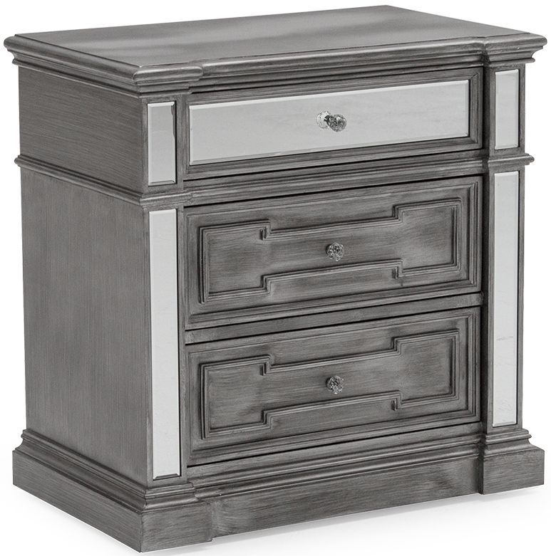 Vida Living Ophelia Grey Mirrored Bedside Cabinet