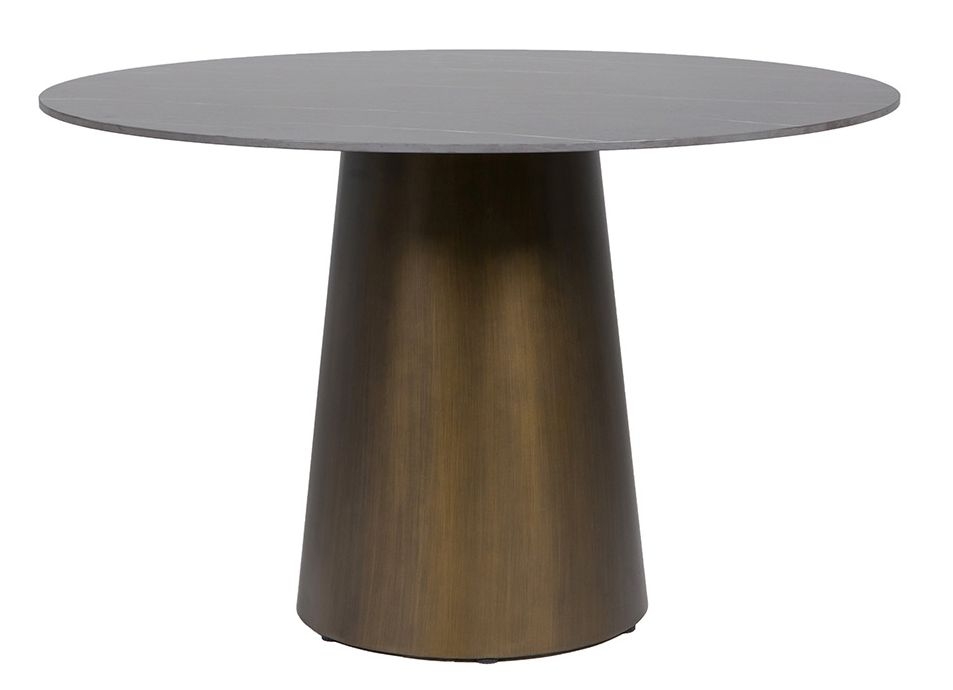 Vida Living Osiris Black Stone Dining Table 120cm Seats 4 Diners Round Top With Gold Metal Base