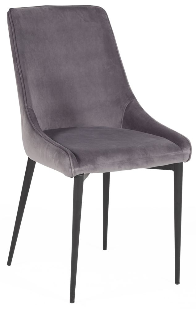 Vida Living Peyton Light Grey Velvet Fabric Dining Chair Sold In Pairs