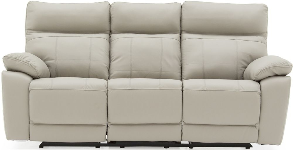 Vida Living Positano Light Grey Leather 3 Seater Electric Recliner Sofa