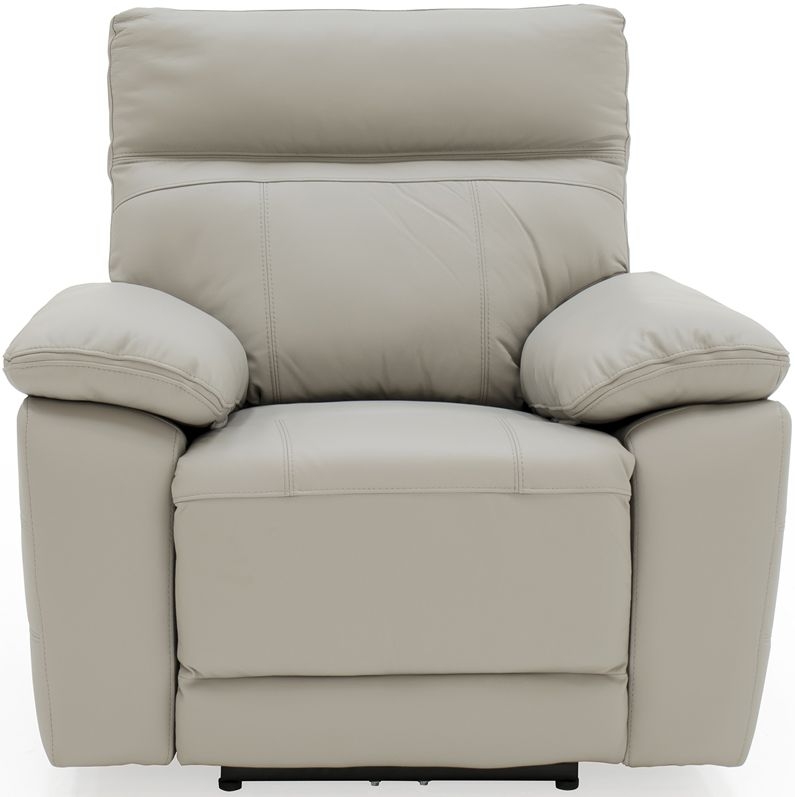 Vida Living Positano Light Grey Leather Electric Recliner Armchair