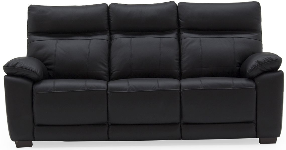Vida Living Positano Black Leather 3 Seater Sofa