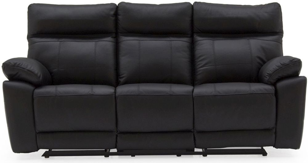 Vida Living Positano Black Leather 3 Seater Recliner Sofa