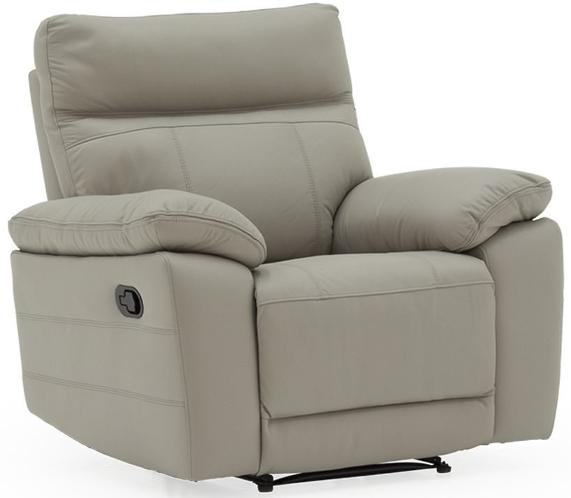 Vida Living Positano Light Grey Leather Recliner Chair