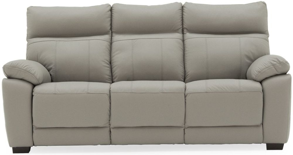 Vida Living Positano Light Grey Leather 3 Seater Sofa